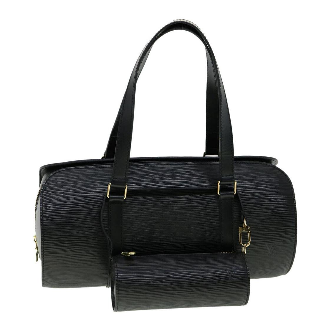 LOUIS VUITTON Epi Soufflot Hand Bag Black M52222 LV: LOUIS VUITTON Epi Soufflot Hand Bag Black M52222 LV Brand: LOUIS VUITTON Style: Hand Bag Material: Epi Leather Exterior Color: Black Bag Height: 6.3inch(Approx) / 16cm(Approx) Bag Depth: 5.9inch(Appro