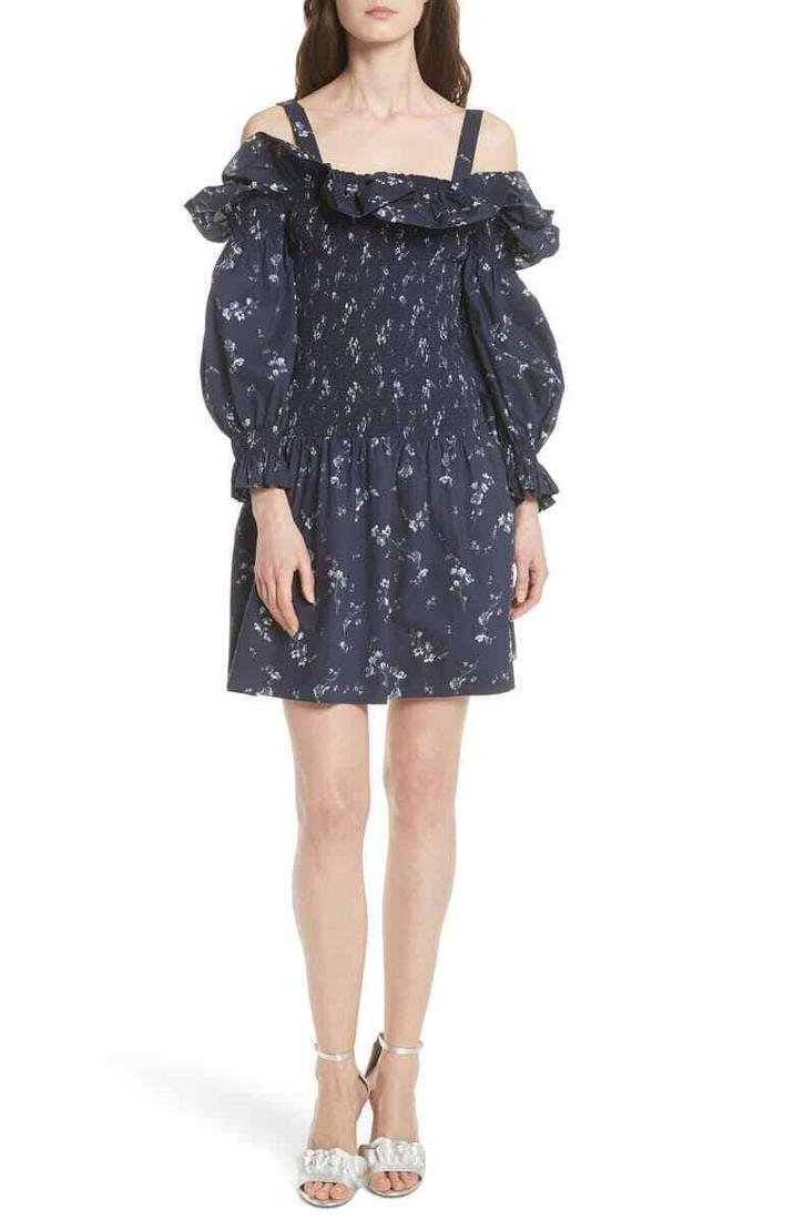 Rebecca Taylor Francine Off The Shoulder Dress Size 6 L97418: Rebecca Taylor Francine Off The Shoulder Dress Size 6 L97418 Pattern: Animal Print Sleeve Length: Long Sleeve Closure: Pullover Neckline: Off Shoulder Size: 6 Color: Blue Material: Cotton "Size (Women