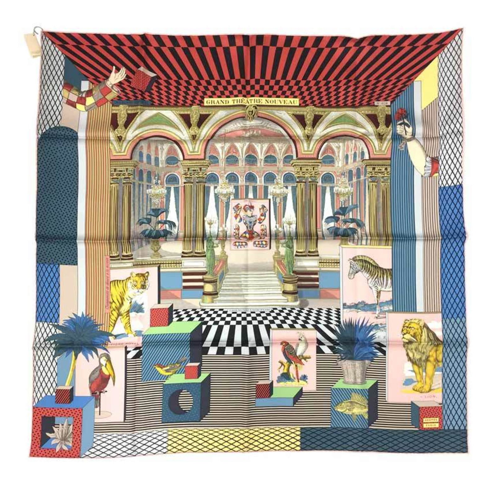 HERMES Hermes Carre 90 Scarf Muffler Grand Theater Nouveau 2021 Blue / View Rose Green 100% Silk: HERMES Hermes Carre 90 Scarf Muffler Grand Theater Nouveau 2021 Blue / View Rose Green 100% Silk Brand: Hermes Country of Origin: France Type: Scarf Season: Fall/winter Color: Blue Green Material: Sil