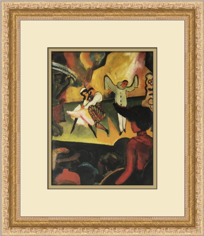 August Macke Russian Ballet I Custom Framed Print: August Macke Russian Ballet I Custom Framed Print Size: Medium (up to 36in.) Region Of Origin: United States Artist: August Macke Production Technique: Lithography Framing: Matted & Framed Style: Expr