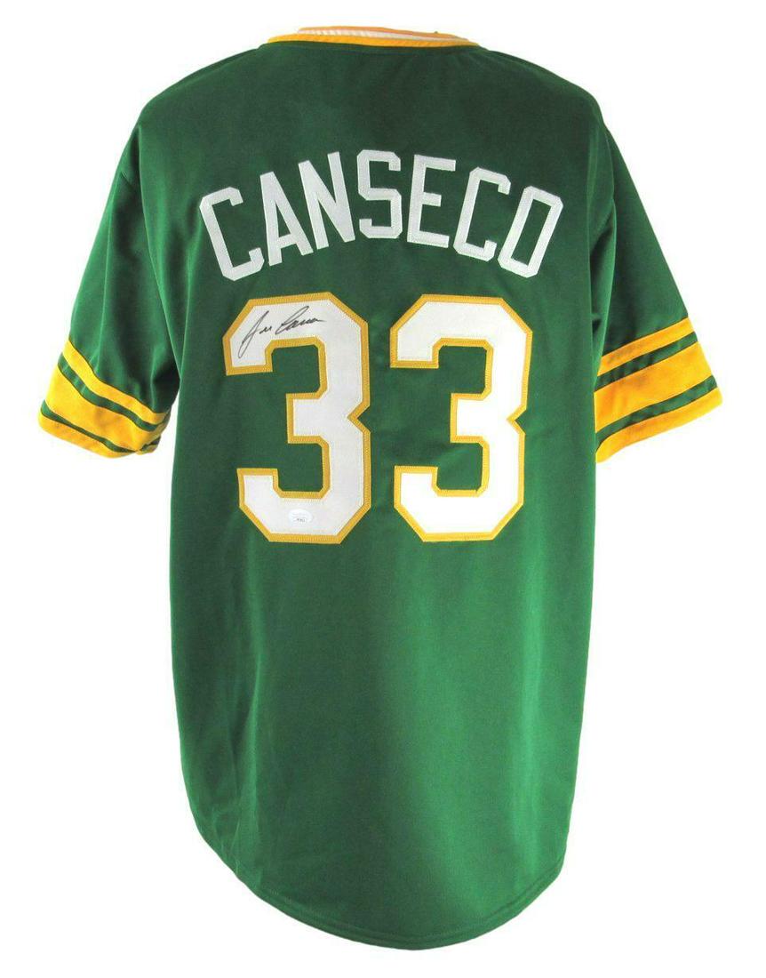 Jose Canseco Signed/Auto Oakland A's Green Custom Baseball Jersey JSA 161100: Jose Canseco Signed/Auto Oakland A's Green Custom Baseball Jersey JSA 161100 Team: Oakland Athletics League: MLB Pre-Owned PLEASE NOTE: Framed Large or heavy Items do not have shipping costs included.