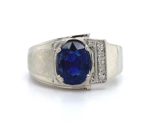 14k White Gold 1.53ct Genuine Natural Sapphire Men's Ring Jewelry: 14k White Gold 1.53ct Genuine Natural Sapphire Men's Ring Jewelry (#J5833) All of our jewelry is guaranteed authentic by our graduate gemologist of the gemological institute of america (gia). 14k whit