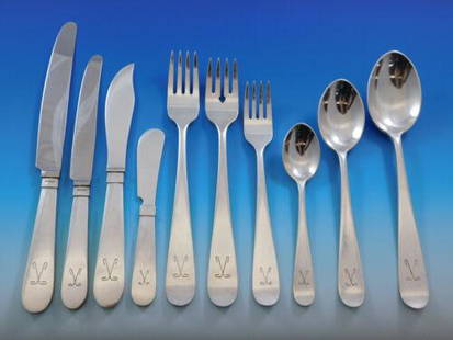 Atelier Borgila Sterling Silver Flatware Set 12 Service Swedish Modern 122 pcs: Atelier Borgila Sterling Silver Flatware Set 12 Service Swedish Modern 122 pcs Atelier borgila was founded by designer erik fleming (1894-1954) in the early 1920s. In 1933 borgila made the 800-piece s