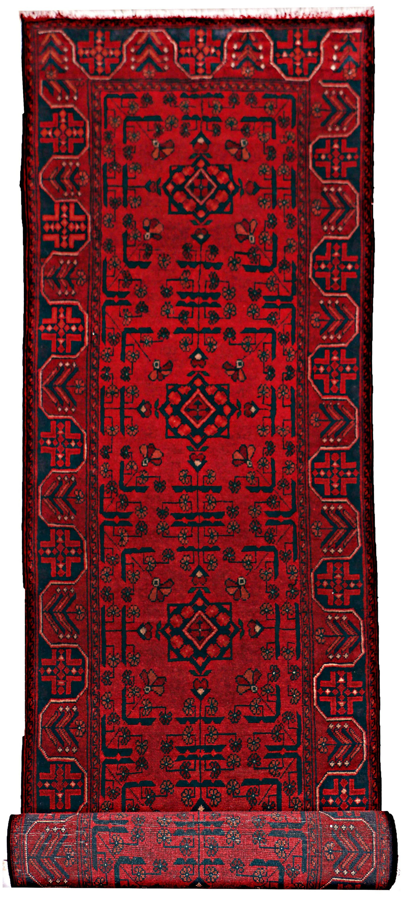 15 FOOT HALLWAY RUNNER 3' x 15' Dark Red Afghan Khal Mohammadi Rug Ethnic Tribal Rug PK73: 15 FOOT HALLWAY RUNNER 3' x 15' Dark Red Afghan Khal Mohammadi Rug Ethnic Tribal Rug PK73 Size in Feet: Width: 2.8 x Length: 15.3 Size in Inches: Width:32 in x Length: 183 in Colors: Dark Red Weave: H