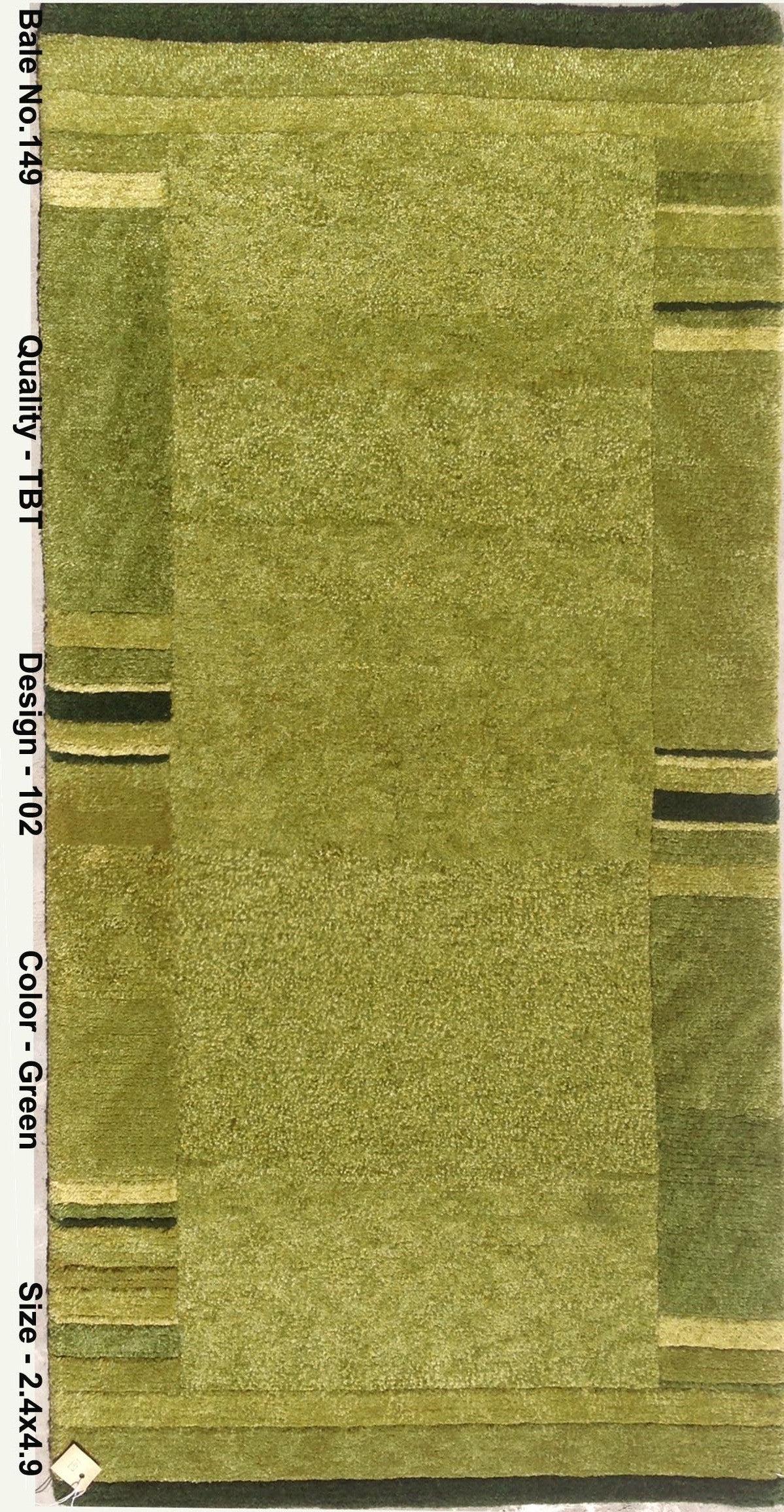 2' x 5' Green Modern Tibetan Rug 79149: 2' x 5' Green Modern Tibetan Rug 79149 Size in Feet: Width: 2 x Length: 5 Size in Inches: Width:24 in x Length: 60 in Colors: Green Weave: 100% Handmade Pile: 3/8 Wool Style: Modern- Contemporary Orig