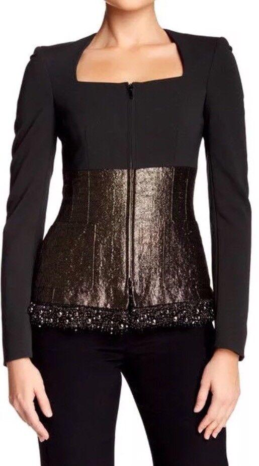 Escada Birkan Women's Beaded Trim Jacket Size 34 L33017: Escada Birkan Women's Beaded Trim Jacket Size 34 L33017 Chest Size: 34 Number Of Pieces: 1 Piece Size: 34 Waist Size: 34 Color: Black Gold Material: Viscose Silk Blend Vintage: No Lined: Yes Brand: ES