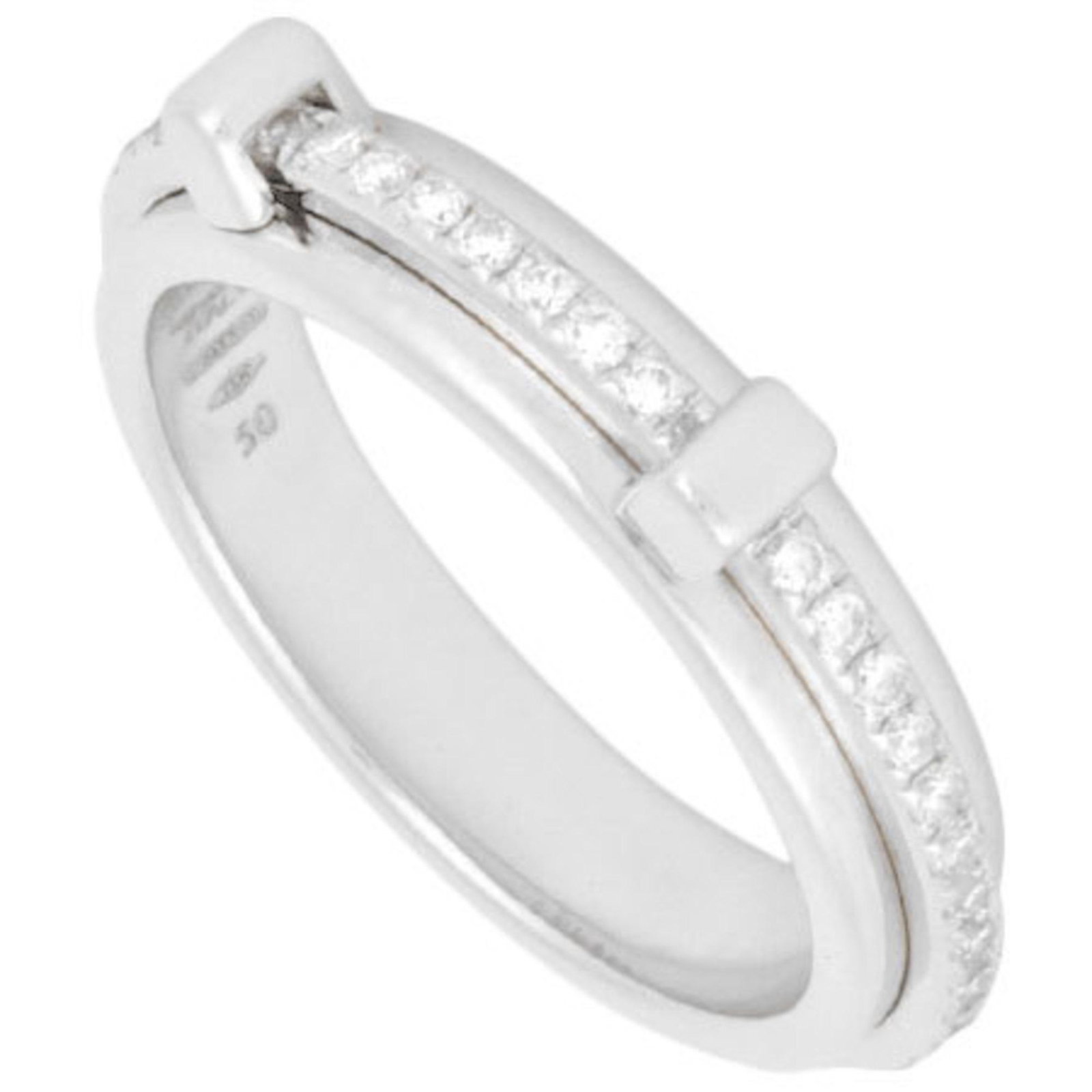 Asprey Keeler Ring K18WG Diamond # 50: Asprey Keeler Ring K18WG Diamond # 50 Brand: Asprey Material: White gold (18K) Stone: Diamond US Size: 5 Width: 4mm / 0.16 Weight: 5g / 0.17oz. Condition: Used (very good) Overall Scratches: Insignifi