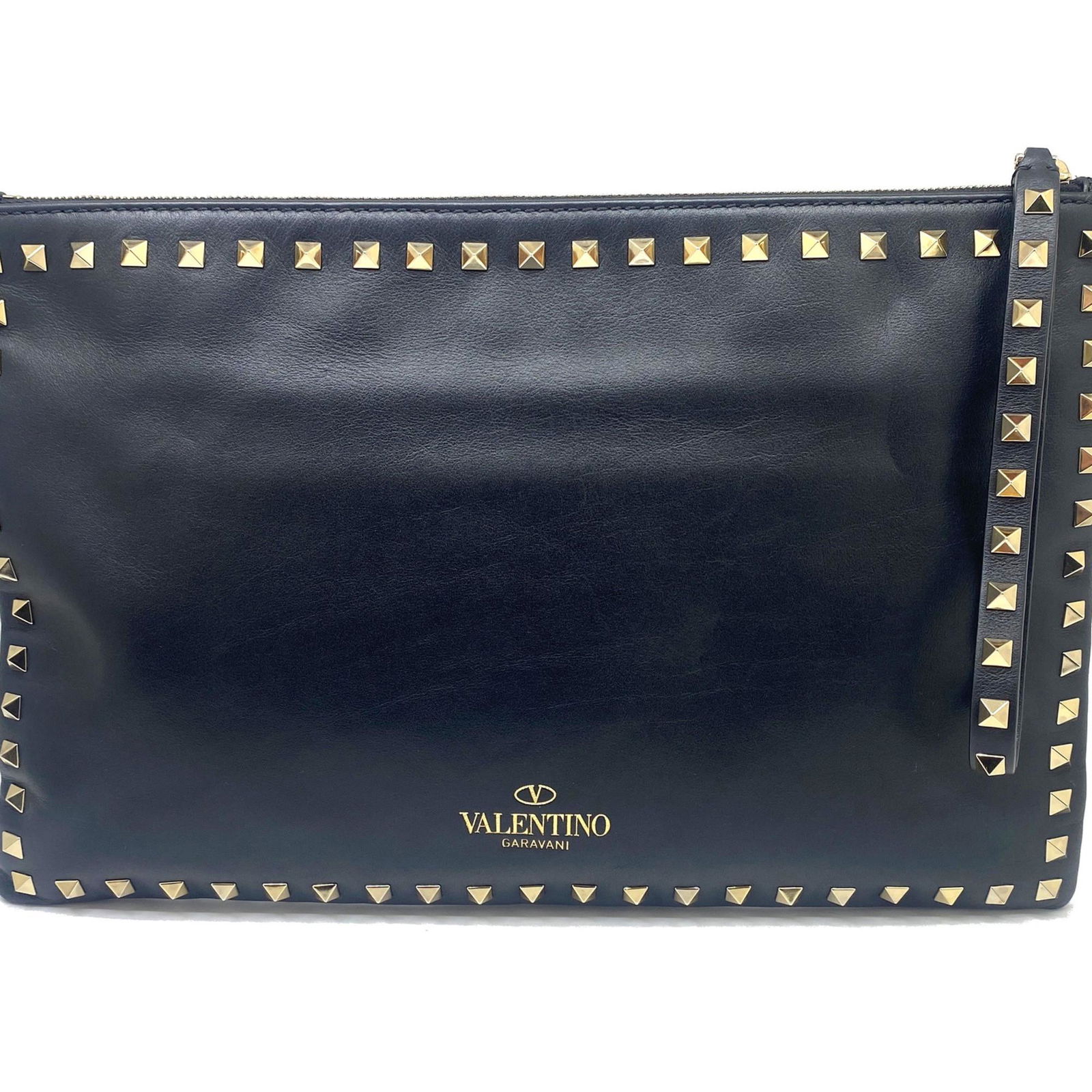 Valentino Garavani logo-plaque clutch bag - Black