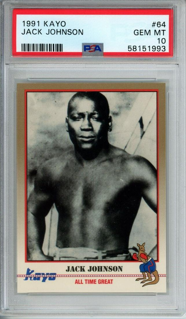 1991 Kayo Jack Johnson #064 Card Boxing Champ PSA/DNA GEM MINT 10: 1991 Kayo Jack Johnson #064 Card Boxing Champ PSA/DNA GEM MINT 10 Sport: Boxing Product: Photo Original/Reprint: Original Autograph Authentication: PSA/DNA League: Boxing Pre-Owned PLEASE NOTE: Framed