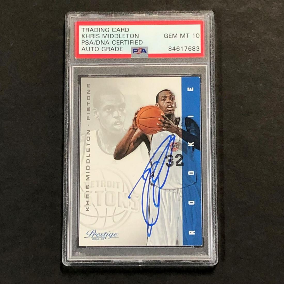 2012 Panini Prestige #23 Khris Middleton Signed Card Auto 10 Psa