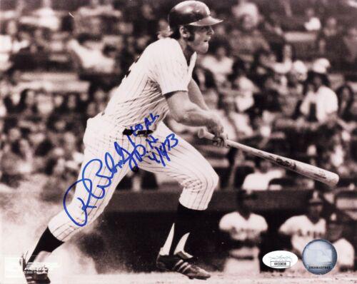 Ron Blomberg Signed Inscribed 1st AL DH 4/6/73 8x10 New York Yankees(JSA VV33838: Ron Blomberg Signed Inscribed 1st AL DH 4/6/73 8x10 New York Yankees(JSA VV33838 Product: Photo Player: Ron Blumberg Sport: Baseball-MLB Autograph Authentication: James Spence Authentication (JSA) Tea