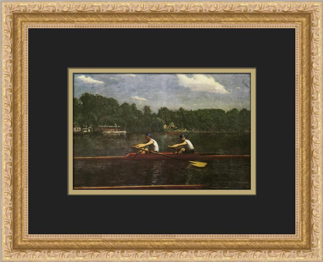Thomas Eakins The Biglin Brothers Rowing Custom Framed Print: Thomas Eakins The Biglin Brothers Rowing Custom Framed Print Size: Medium Region Of Origin: United States Artist: Thomas Eakins Production Technique: Offset Lithograph Framing: Matted & Framed Style: