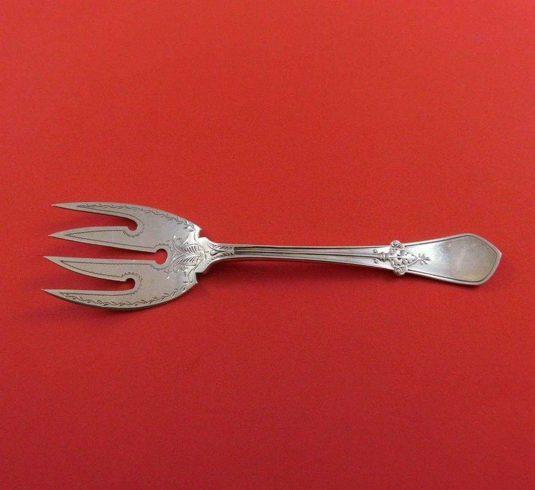 Swiss by Gorham Sterling Silver Sardine Fork Bright-Cut 5 3/8" Antique: Swiss by Gorham Sterling Silver Sardine Fork Bright-Cut 5 3/8" Antique Swiss by gorhamsterling silver sardine fork bright-cut 5 3/8" in the pattern swiss by gorham. It is not monogrammed and is in exc