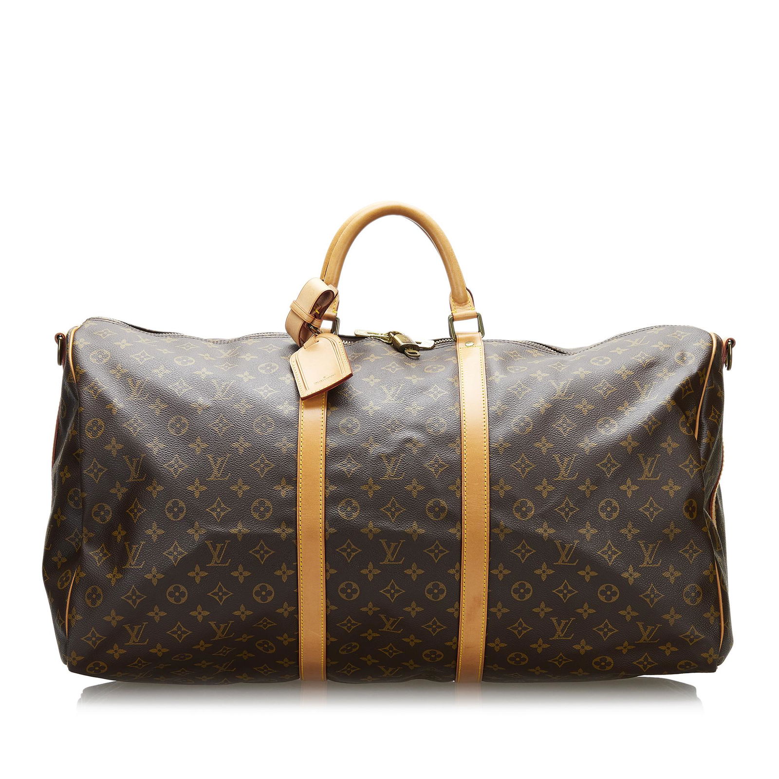 Louis Vuitton Monogram Keepall Bandouliere 60: Louis Vuitton Monogram Keepall Bandouliere 60 The Keepall Bandouliere 60 features a monogram canvas body rolled vachetta leather handles a detachable flat leather shoulder strap and a top zip closure.