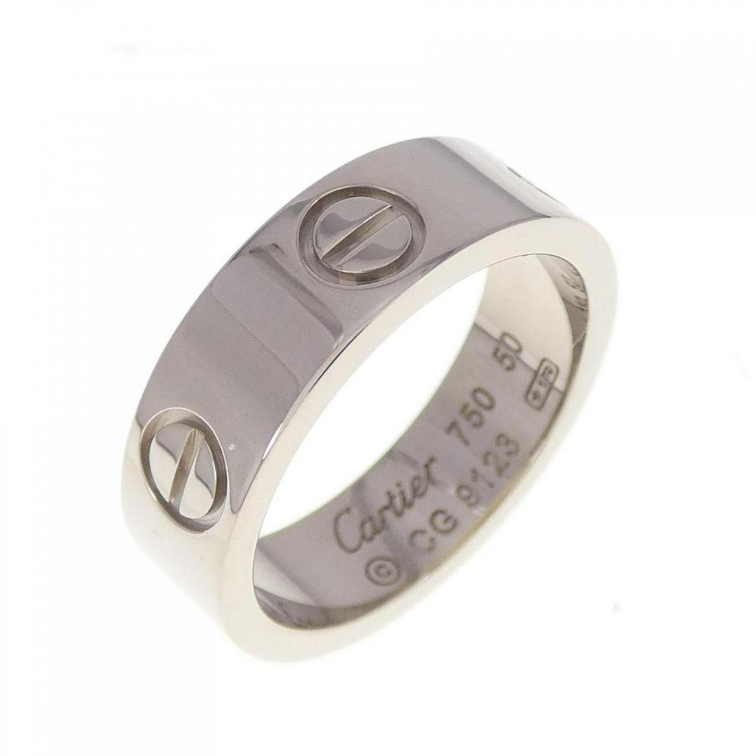 Cartier Love Ring: Cartier Love Ring Brand: Cartier Style: Ring Material: 750 White Gold "Gender: Ladies" Size: 9.5 (JPN size) (50) Accessories: No accessories Main Stone: No stones Weight: Weight about:7.1g Actualsize: