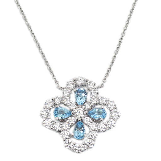 Harry Winston Loop Full Motif Pendant Diamond Aquamarine Medium Pt950