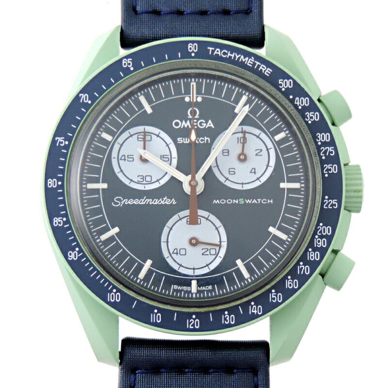 SWATCH x OMEGA Swatch Omega Moon Mission on Earth Women's and Men's Watch SO33G100: SWATCH x OMEGA Swatch Omega Moon Mission on Earth Women's and Men's Watch SO33G100 Brand: Swatch Gender: Men Women Material (Case): Plastic Material (Band): Canvas Color (Dial): Blue Movement: Quartz