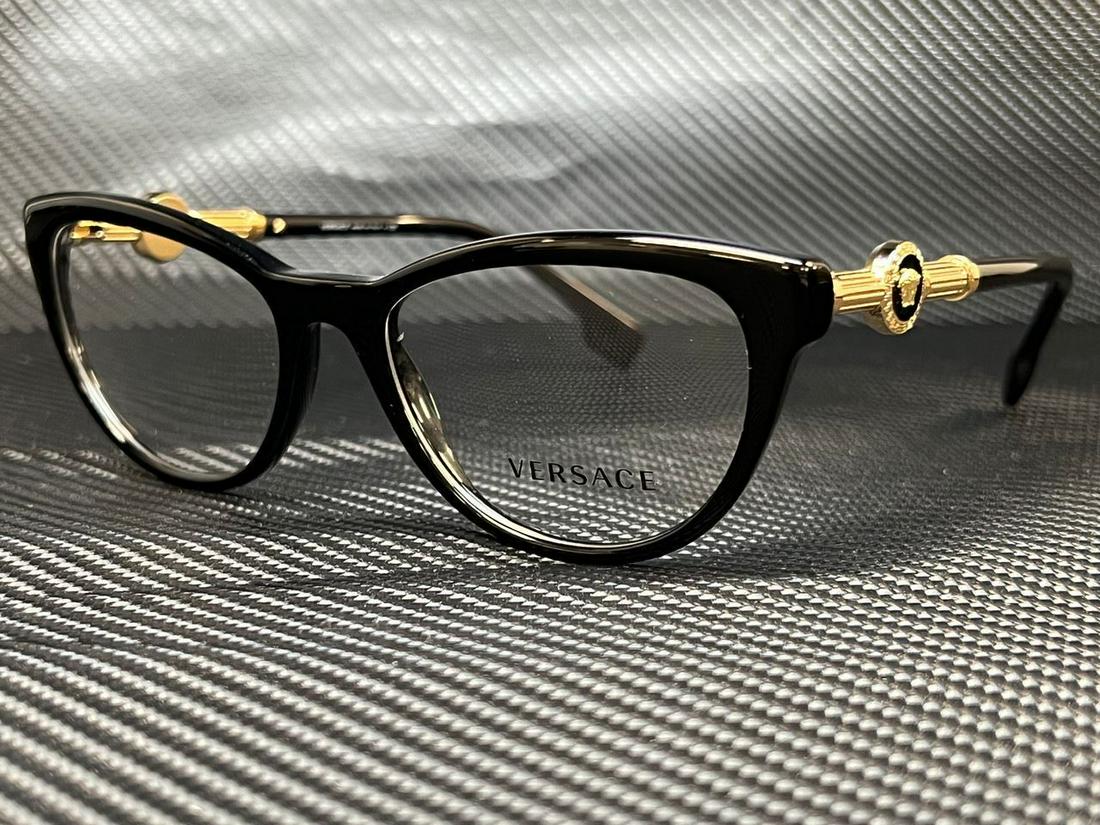 VERSACE VE3311 GB1 Black Cat Eye 54 mm Women's Eyeglasses: VERSACE VE3311 GB1 Black Cat Eye 54 mm Women's Eyeglasses Brand: Versace Frame Color: Black Style: Cat Eye Type: Eyeglasses New The MYNT Guarantee: All items in this auction are guaranteed to be 100%