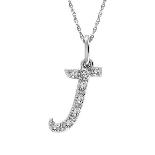 Diamond 1/8 Ct.tw. Letter J Pendant In 10k White Gold