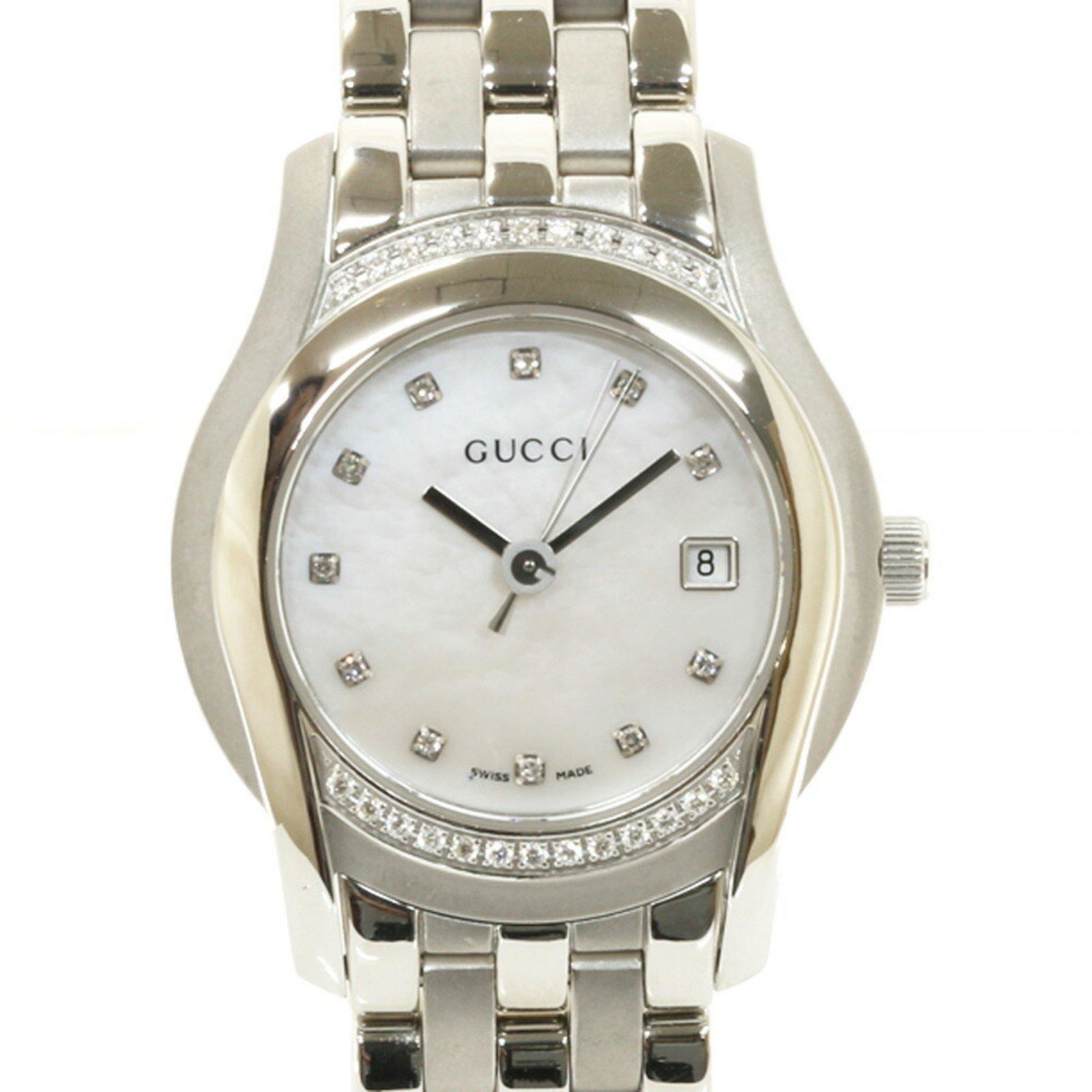 Gucci Gucci Ss Watch Bezel Diamond Shell 5500l Silver Ladies