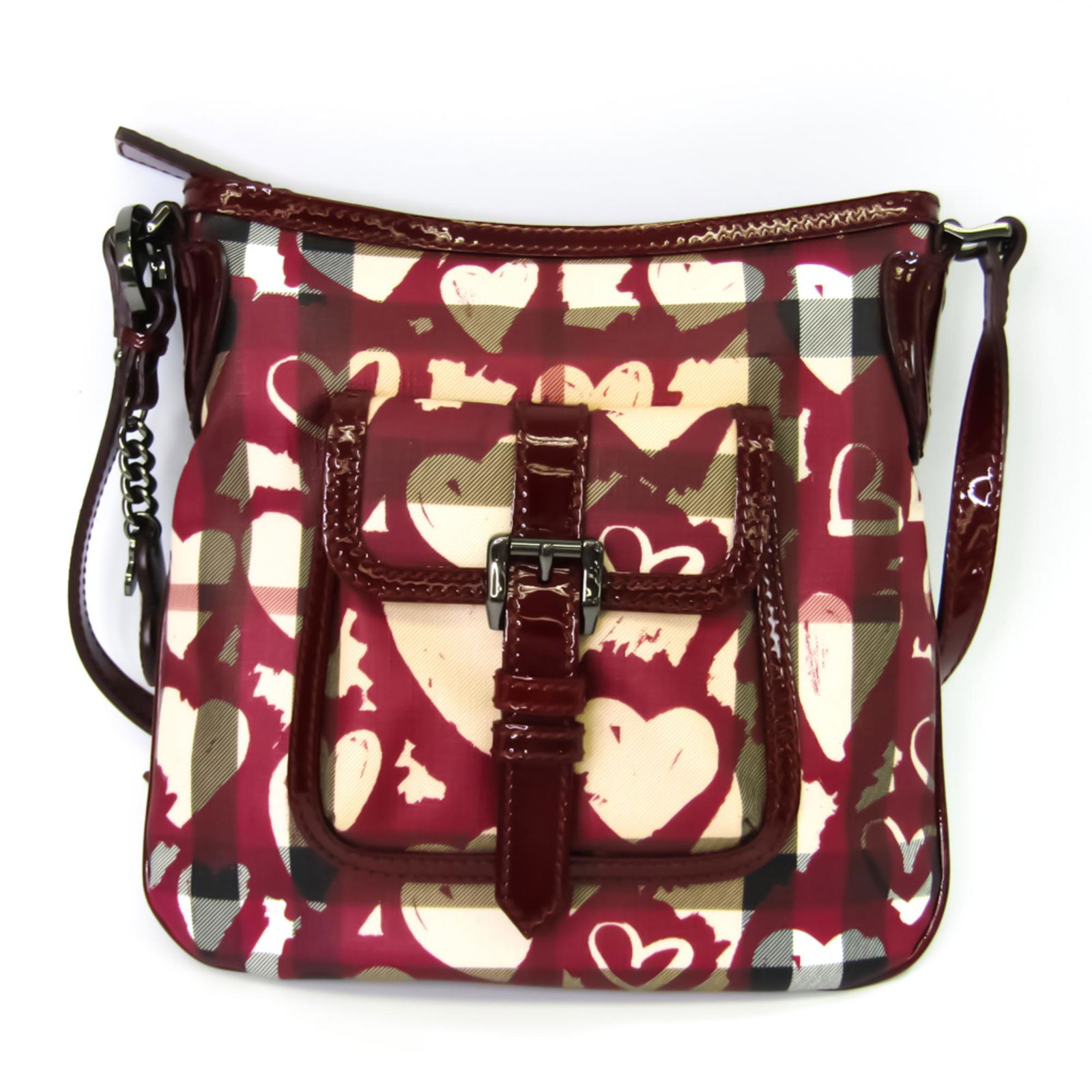 Burberry Women's PVC Leather Shoulder Bag Beige Bordeaux Red Color: Burberry Women's PVC Leather Shoulder Bag Beige Bordeaux Red Color Brand: Burberry Country of Origin: Italy Type: Shoulder bag Material: PVC Leather PVC: Leather: Leather/Fur Type: Enamel Leather Colo