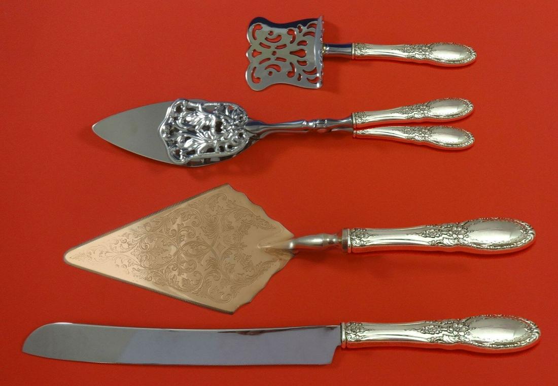 Old Mirror by Towle Sterling Silver Dessert Serving Set 4pc Custom Made: Old Mirror by Towle Sterling Silver Dessert Serving Set 4pc Custom Made Old mirror by towlesterling silver custom made hollow handle with stainless implement dessert serving set 4-piece which includes