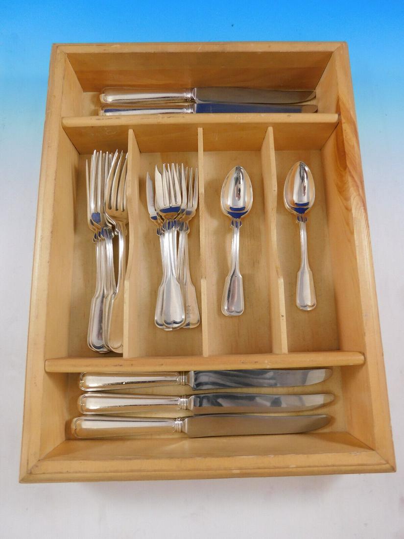 Threaded Antique by Gorham Sterling Silver Flatware Set 6 Service 24 pcs Dinner: Threaded Antique by Gorham Sterling Silver Flatware Set 6 Service 24 pcs Dinner Dinner size threaded antique by gorham sterling silver flatware, 24 pieces. This set includes: 6 dinner size knives, 9 3