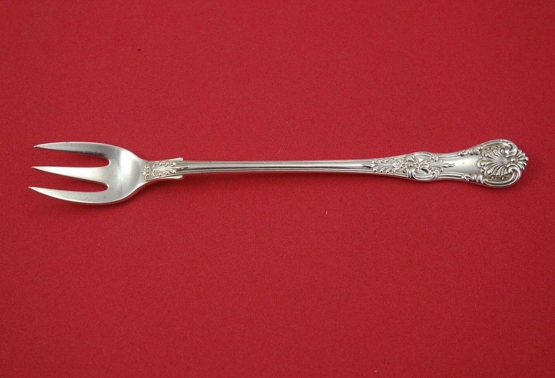 English King by Tiffany and Co Sterling Silver Cocktail Fork round old 6": English King by Tiffany and Co Sterling Silver Cocktail Fork round old 6" English king by tiffany and costerling silver cocktail fork round old 6" in the pattern english king by tiffany and co. It is 