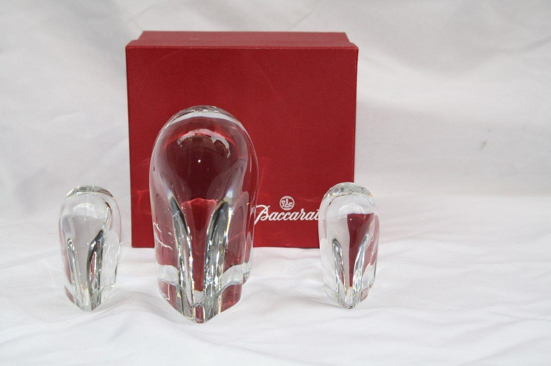 MAGNIFICENT THREE PIECE COLLECTION OF BACCARAT CRYSTAL ELEPHANTS: MAGNIFICENT THREE PIECE COLLECTION OF BACCARAT CRYSTAL ELEPHANTS Brand: Baccarat Material: Glass Production Style: Art Glass PLEASE NOTE: Framed Large or heavy Items do not have shipping costs include