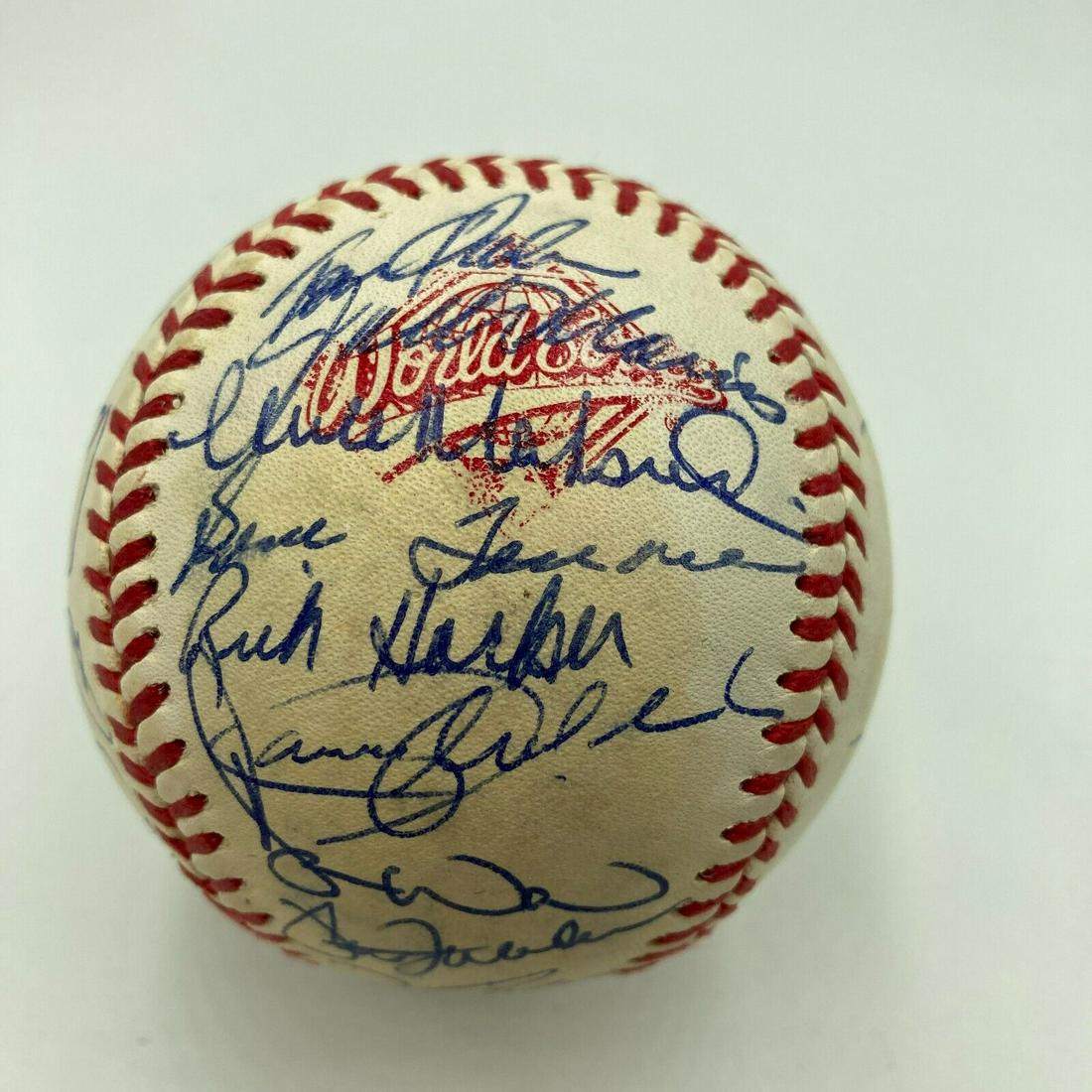1992 Toronto Blue Jays World Series Champs Team Signed W.S. Baseball JSA COA: 1992 Toronto Blue Jays World Series Champs Team Signed W.S. Baseball JSA COA Product: Ball Sport: Baseball-MLB Autograph Authentication: James Spence Authentication (JSA) Original/Reprint: Original Pr