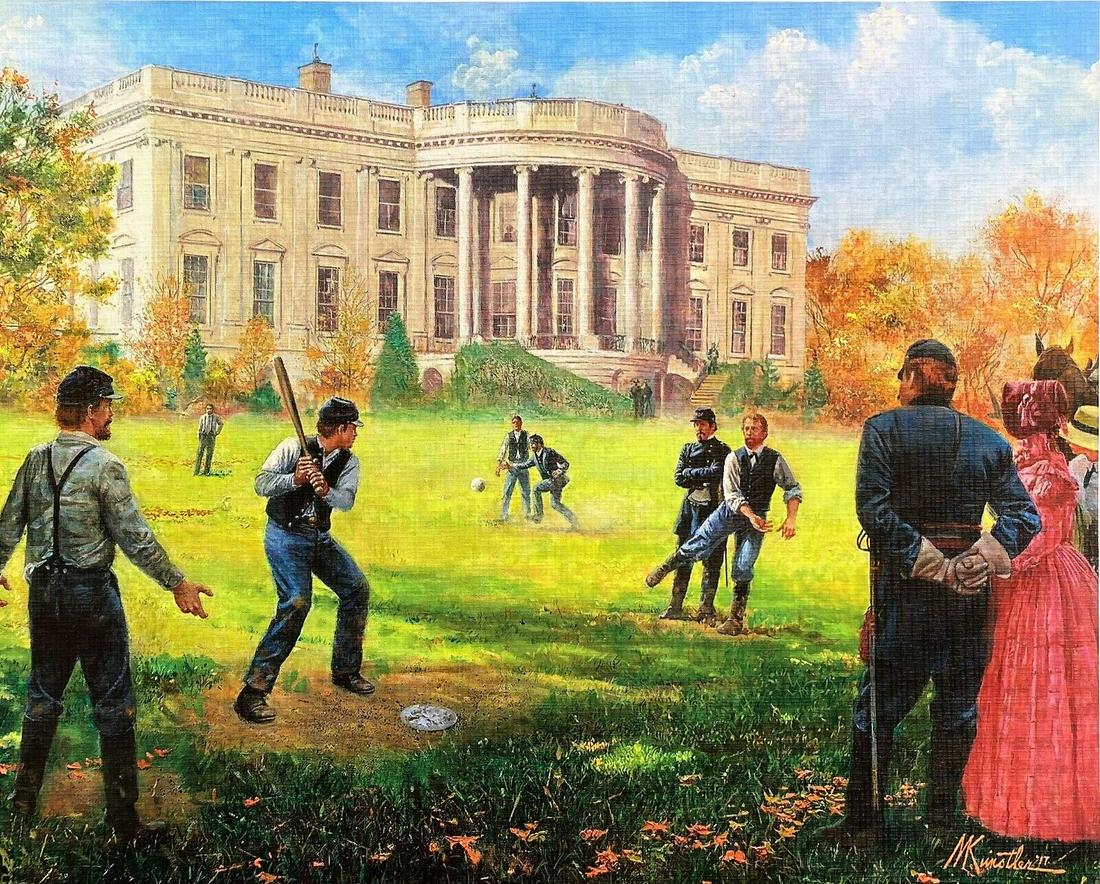 Mort Kunstler Civil War The National Game Custom Framed Print: Mort Kunstler Civil War The National Game Custom Framed Print Artist: Mort Kunstler Mort Kunstler Unit Of Sale: Single-Piece Work Size: Medium (up to 36in.) Custom Bundle: No Item Length: 12 in Region