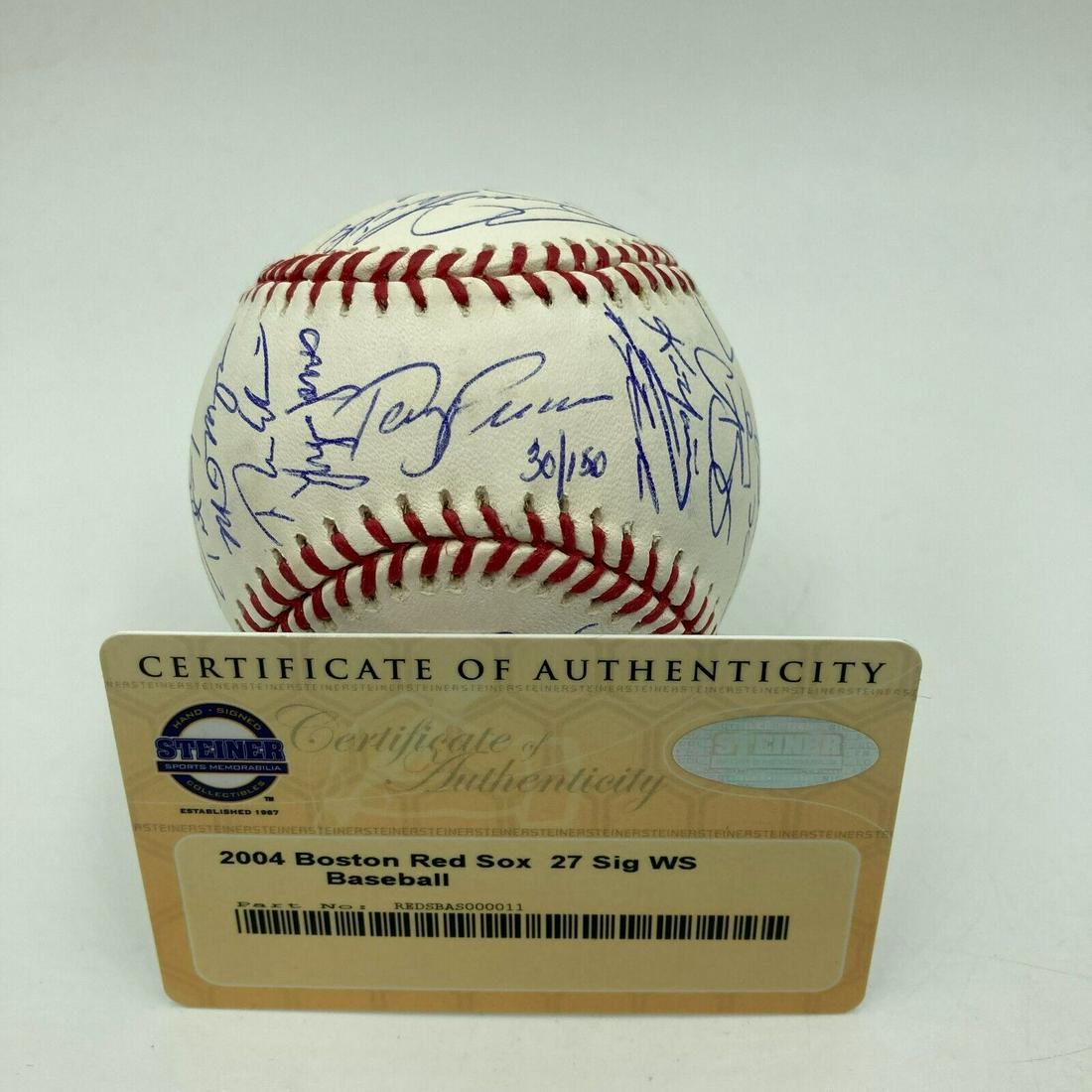 2004 Boston Red Sox World Series Champs Team Signed W.S. Baseball Steiner: 2004 Boston Red Sox World Series Champs Team Signed W.S. Baseball Steiner Product: Ball Sport: Baseball-MLB Autograph Authentication: Steiner Sports Team: Boston Red Sox Original/Reprint: Original Pre