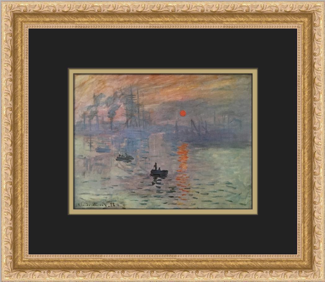 Claude Monet Impression Sunrise Custom Framed Print: Claude Monet Impression Sunrise Custom Framed Print Size: Medium Region Of Origin: United States Artist: Claude Monet Production Technique: Offset Lithograph Framing: Matted & Framed Style: Impression