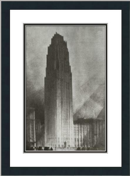 Hugh Ferriss - David Scott Building Custom Gallery Framed Print: Hugh Ferriss - David Scott Building Custom Gallery Framed Print Features: Framed Matted Region Of Origin: united states Item Width: 14 in Title: David Scott Building Production Technique: Lithography