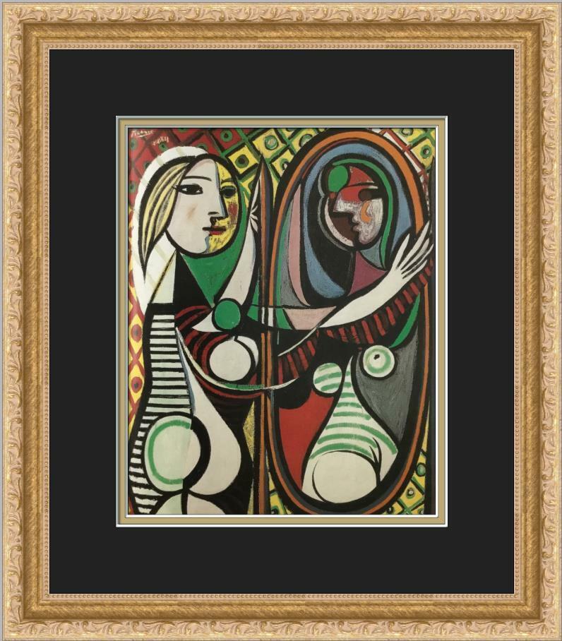 Pablo Picasso Girl Before a Mirror Newly Custom Framed Print: Pablo Picasso Girl Before a Mirror Newly Custom Framed Print Size: Medium Region Of Origin: usa Artist: Pablo Picasso Production Technique: Offset Lithograph Framing: Matted & Framed Style: Abstract C