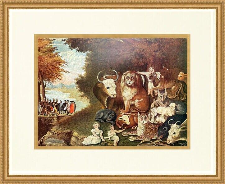 Edward Hicks The Peaceable Kingdom Museum Print Newly Custom Framed: Edward Hicks The Peaceable Kingdom Museum Print Newly Custom Framed Features: Framed Matted Region Of Origin: united states Item Width: 14 in Title: The Peaceable Kingdom Production Technique: Lithogr