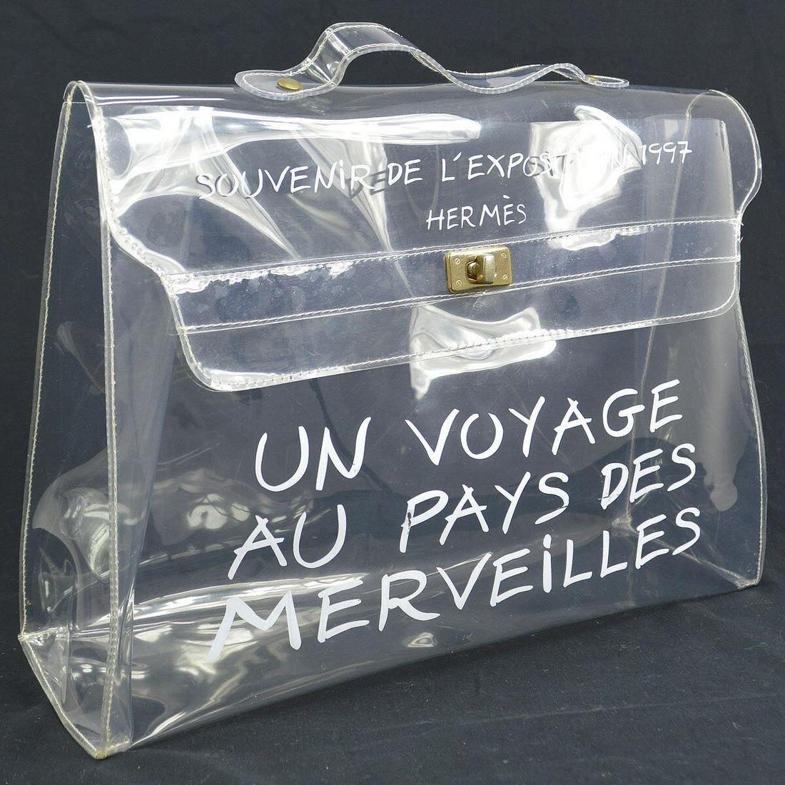 HERMES Vinyl Kelly Beach Hand Bag SOUVENIR DE L'EXPOSITION 1997 Mar