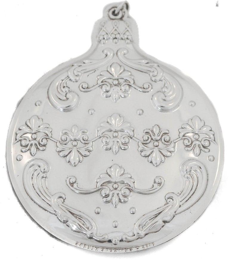Sterling Christmas Ball Ornament: Sterling Christmas Ball Ornament Creator:: Gorham Manufacturing Company (Manufacturer) Dimensions:: Height: 4 in (10.16 cm) Dimensions:: Diameter: 4 in (10.16 cm) Materials and Techniques:: Sterling S