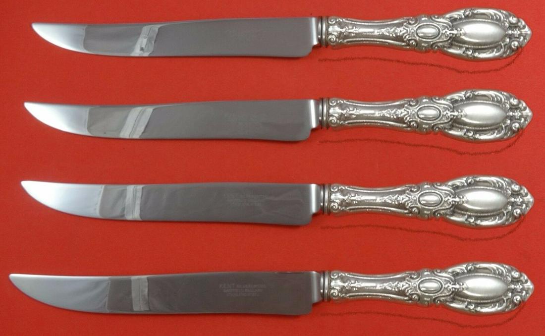 King Richard by Towle Sterling Silver Steak Knife Set 4pc Texas Sized Custom: King Richard by Towle Sterling Silver Steak Knife Set 4pc Texas Sized Custom Named for the richard the lion hearted, this pattern was inspired by the rich architectural decoration of old english mansi
