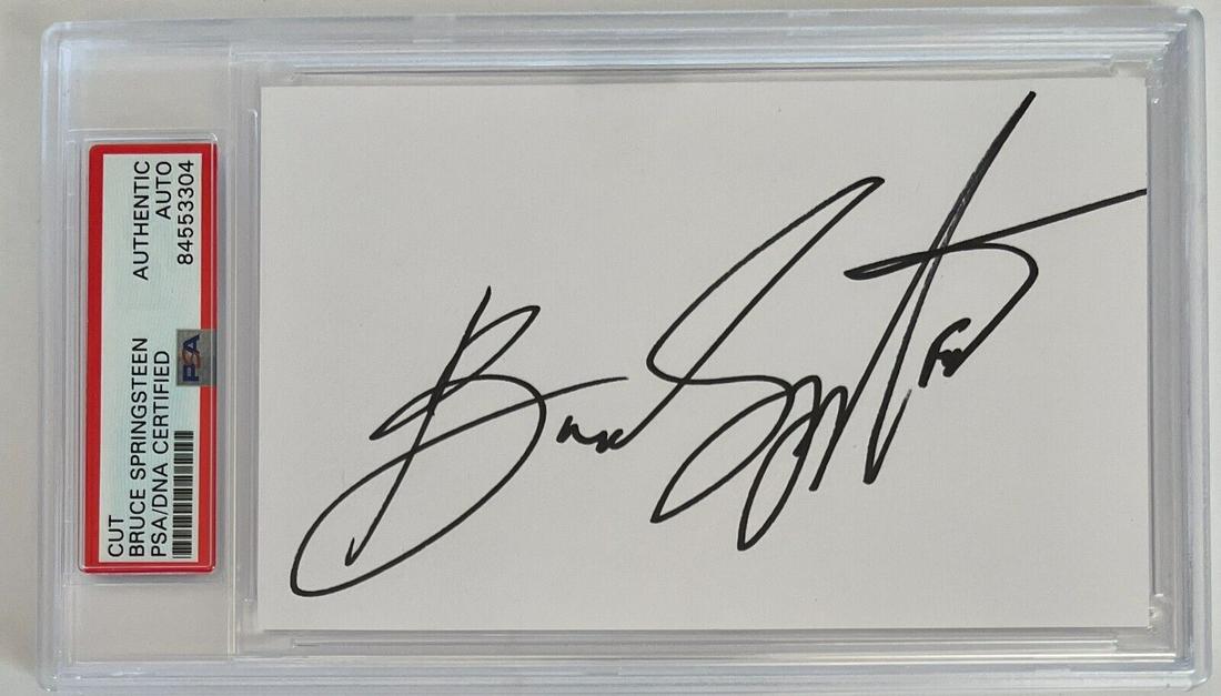 BRUCE SPRINGSTEEN signed cut signature PSA 84553304- HUGE/BOLD Signature: BRUCE SPRINGSTEEN signed cut signature PSA 84553304- HUGE/BOLD Signature Autograph Authentication: Professional Sports (PSA/DNA) Signed: Yes Industry: Music Original/Reproduction: Original None PLEASE