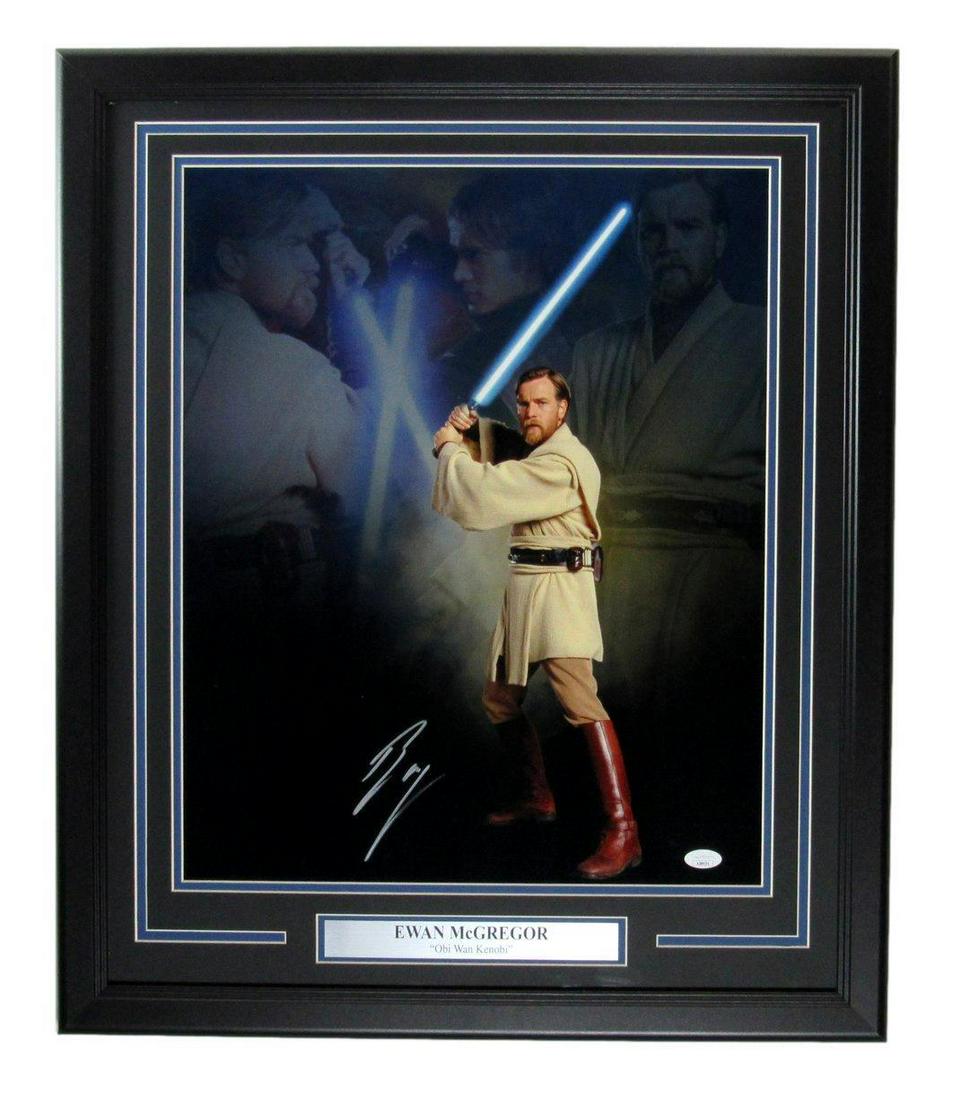 Ewan McGregor Autographed 16x20 Photo "Obi Wan Kenobi" Framed JSA: Ewan McGregor Autographed 16x20 Photo "Obi Wan Kenobi" Framed JSA Industry: Movies Original/Reproduction: Original Autograph Authentication: JSA Pre-Owned PLEASE NOTE: Framed Large or heavy Items do n