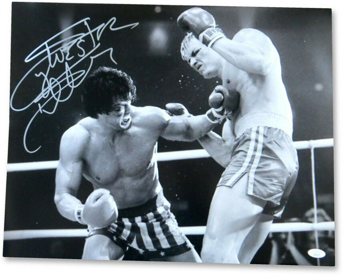 Sylvester Stallone Signed Autographed 16X20 Photo Rocky IV B/W JSA: Sylvester Stallone Signed Autographed 16X20 Photo Rocky IV B/W JSA Industry: Movies Object Type: Photograph Original/Reproduction: Original Signed By: Sylvester Stallone Autograph Authentication: Jame