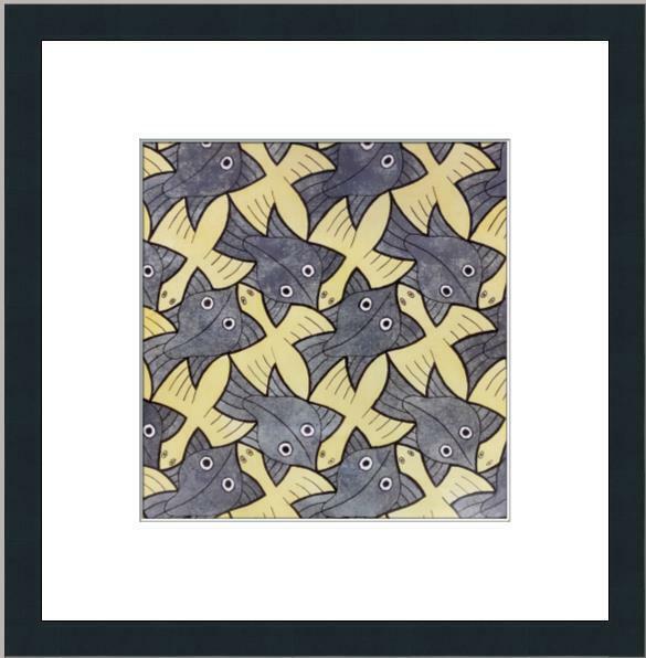 M.C. Escher - Symmetry Bird and Fish Custom Gallery Framed Print: M.C. Escher - Symmetry Bird and Fish Custom Gallery Framed Print Features: Framed Matted Region Of Origin: united states Item Width: 16 in Title: Symmetry Bird and Fish Production Technique: Lithograp