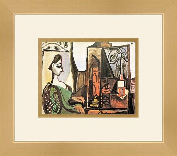 Pablo Picasso - Jacqueline in the Studio Custom Gallery Framed Print: Pablo Picasso - Jacqueline in the Studio Custom Gallery Framed Print Features: Framed Matted Region Of Origin: united states Item Width: 14 in Title: Jaqueline in the Studio Production Technique: Lith
