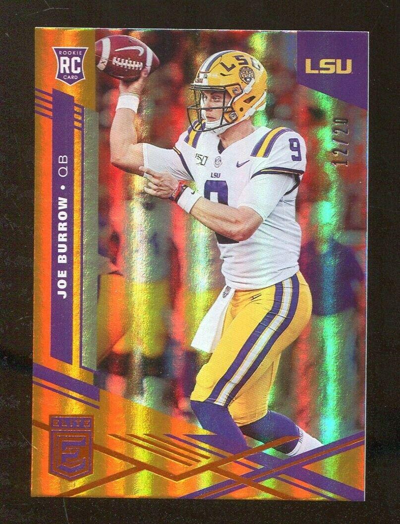 Joe Burrow 2020 Panini Chronicles Elite Gold 12/20 RC Rookie LSU 80381: Joe Burrow 2020 Panini Chronicles Elite Gold 12/20 RC Rookie LSU 80381 Graded: No Sport: Football Manufacturer: Panini Season: 2020 League: NFL Player: Joe Burrow Original/Reprint: Original Country/Re