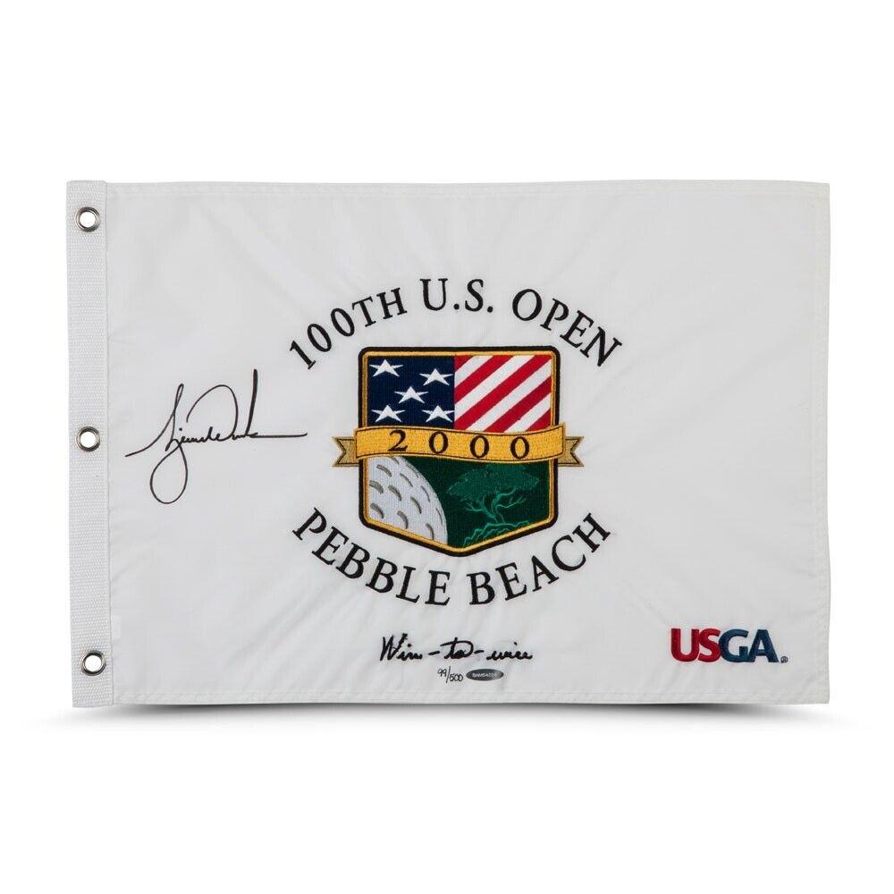 Tiger Woods Signed Autographed 2000 U.S. Open Pin Flag Wire-to-Wire #/500 UDA: Tiger Woods Signed Autographed 2000 U.S. Open Pin Flag Wire-to-Wire #/500 UDA Sport: Golf-PGA Product: Flag Original/Reprint: Original Player: Tiger Woods Autograph Authentication: Upper Deck Pre-Owne