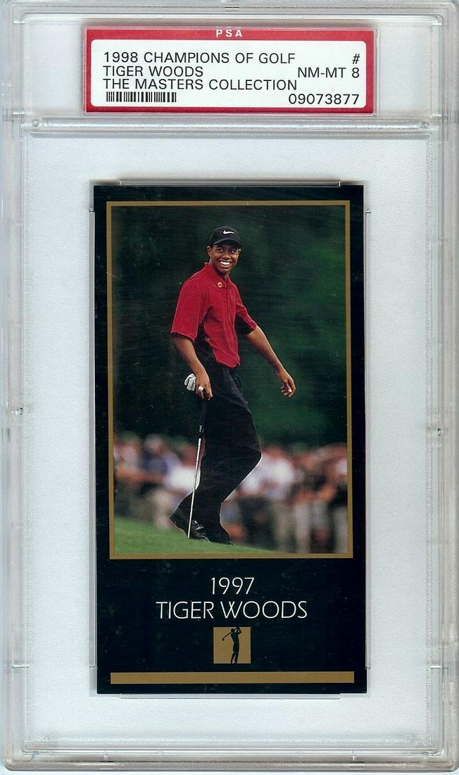 Tiger Woods 1998 Champions of Golf Masters RC Rookie Graded PSA 8 NM-MT: Tiger Woods 1998 Champions of Golf Masters RC Rookie Graded PSA 8 NM-MT Graded: Yes Sport: Golf Player/Athlete: Tiger Woods Grade: 8 League: PGA Professional Grader: PSA Team: New York Yankees Card Nu
