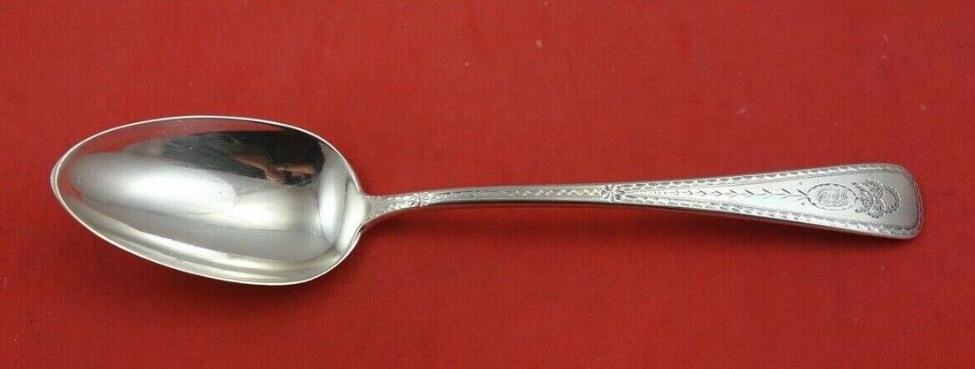 Reeded Edge by Sheibler Sterling Silver Serving Spoon 8 3/4": Reeded Edge by Sheibler Sterling Silver Serving Spoon 8 3/4" Reeded edge by sheiblersterling silver serving spoon, 8 3/4" in the pattern reeded edge by sheibler. It is monogrammed (monos vary) and is