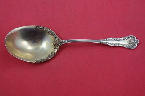 Chatelaine by Lunt Sterling Silver Berry Spoon GW w/ applied border 8 1/4": Chatelaine by Lunt Sterling Silver Berry Spoon GW w/ applied border 8 1/4" Chatelaine by luntsterling silver berry spoon, gold washed with applied border 8 1/4" in the pattern chatelaine by lunt.