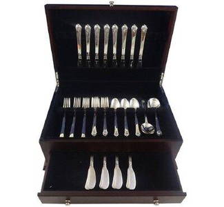 Castle Rose by Royal Crest Sterling Silver Grille Flatware Set 8 Service 48 Pcs